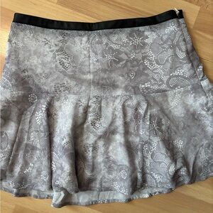 EXPRESS Flounced Mini Skirt Womens Sz 2 Lace Print Ruffles Feminine A-Line